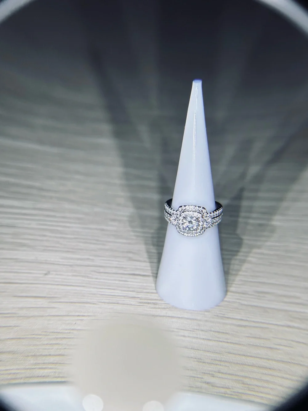 Solid 925 Sterling Silver VVS Moissanite Double Halo Ring - Picture 5 of 12